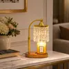 Lirio del Valle Lámpara de Cera Aromaterapia Lámpara de Mesita de Noche Vintage Francesa Pieza Decorativa para el Hogar Lámpara de Mesa con Fragancia sin Llama Madera Maciza