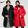 Chaqueta de plumón de longitud media para pareja, transfronteriza, para hombre y mujer, cálida, engrosada, de moda en invierno, abrigo de plumón al 90%