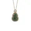 Yuebao Joias Jade Natural Hetian Prata Esterlina S925 Banhada a Ouro Verde Jade Cabaça Ruyi Moeda de Cobre Super Brilhante Pingente de Alto Padrão