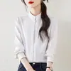 Nueva Camisa Estilo Chino Estilo Nacional para Mujer Cuello Alto Jacquard Camisa de Alta Gama 2025 Primavera Nuevo Estilo Satén Antiguo Top de Manga Larga