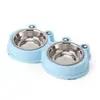 Nuevo Plato para Mascotas Plato de Rana de Dibujos Animados Plato Doble para Mascotas Dos en Uno con Forma de Rana Plato de Comida para Perros y Gatos al por Mayor en Stock