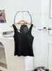 Camisola hueca con espalda cruzada, dulce y picante, para mujer, con copas incorporadas, adecuada para usar en capas o sola, top sin mangas
