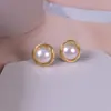 Pendientes Hechos a Mano con Alambre Envuelto, Diseño de Perlas de Agua Dulce, Oro de 14K Inyectado, Joyería para Orejas Simple Retro de Celebridad de Internet para Tu Novia