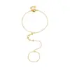 Moda Estilo Coreano Simple Colgante Estrella Redondo Tachonado con Diamantes Chapado en Oro con Cadena de Acero Inoxidable, Accesorio Versátil para el Dedo