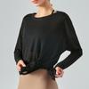Ningbo Anjiu Top Deportivo Ligero de Otoño para Mujer con Abertura Lateral Única y Manga Larga, Holgado para Correr y Fitness