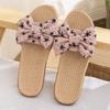 Nuevas Zapatillas de Casa de Lino de Verano para Mujer Estilo Coreano Celebridad de Internet Suela Suave para Exterior Transpirables Lazo Antideslizantes