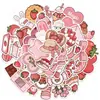 Conjunto Transfronteiriço de 50 Peças de Novos Adesivos Doces de Coelho Morango Rosa Fofos, Adesivos Girly à Prova d'Água, Decalques Kawaii