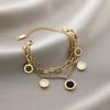 Pulseira Yunyao Inoxidável Mais Vendida Internacionalmente em Aço Titânio para Mulheres com Trevo de Cinco Folhas e Incrustação de Diamante, Personalidade Estilo Ins, Galvanoplastia a Vácuo 18K