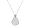 Collar de Plata de Ley S925 Incrustado con Circonio Calcedonia Verde Buda Maitreya para Mujer, Sencillo, Ligero, Lujoso y Exquisito Cadena para Clavícula de Jade Natural, Versátil