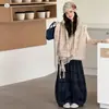 Conjunto Elegante de Otoño para Niñas: Chaleco de Piel Sintética, Camisa Base con Dobladillo de Encaje, Conjunto de Pantalones de Pierna Ancha a Cuadros