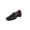 Talla talla reembolsable básicos versátiles de gamuza texturizada mocasines primavera 2025 tacón medio grueso de cuero boca profunda zapatos de una sola capa para mujer