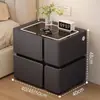 Mesita de noche Inteligente Simple Moderna Multifuncional con Carga Inalámbrica Altavoz Luz Lujo Dormitorio Uso en Casa Gabinete de Noche de Madera Maciza