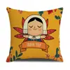 Funda de almohada de lino con estampado de pavo para personaje Sala de estar Dormitorio Funda de cojín Tela de lino al por mayor Sofá Moderno Sencillo