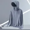 Jaqueta Casual de Verão com Capuz para Proteção Solar, Roupa Fina de Seda Gelada Anti-UV para Homens, Roupa Refrescante para Proteção Solar para Homens