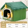[Uau Personalizado] Ninho de Gato Inverno Semi-Fechado Quente Ninho para Animais de Estimação Cão e Gato Removível Ninho de Gato Ninho de Algodão Preenchido