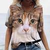 Camiseta de manga corta con cuello en V y estampado de conejo para mujer, estilo europeo y americano, de Amazon, combinable con todo, 2025