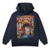 Sudadera con capucha estilo cómic EVA retro americano otoño e invierno alta calle desgastada lavada para hombre y mujer sudadera con capucha de peso pesado