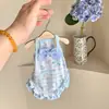 Saia Salopete Azul Roupa Pet para Teddy, Lulu da Pomerânia, Roupas de Cachorro de Algodão, Roupas de Gato, Bichon, Maltês Roupas de Verão