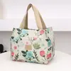 Bolsa de Bento Floral de Mano de Estilo Nuevo Simple de Comercio Exterior para Mujeres Moda Gran Capacidad Bolsa de Almuerzo Bolsa para Lonchera Bolso de Mano