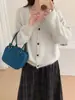 Casaco Cardigan Tricô Feminino Simples, Versátil, Emagrecedor, Caimento Solto, Novo Outono/Inverno 2026, Suéter com Lantejoulas e Decote V Vintage