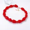 Collar Geométrico Rojo Exagerado Simple Transfronterizo Europeo y Americano con Cuentas Personalizado de Lujo Ligero Versátil Accesorios de Collar Casual para Mujeres