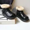 Botas de Nieve para Niños Forradas de Polar y Engrosadas Zapatos Grandes de Algodón para Niñas Botas Retro 2025 Nuevas Zapatos de Invierno para Bebés Botas de Algodón para Niños