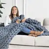 Manta de Tricô Grossa Feita à Mão Transfronteiriça, Manta de Tricô Outono e Inverno, Manta de Lã Personalizada, Manta de Fio Grosso para Aquecimento