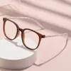 Gafas de Lectura Anti Luz Azul Estilo Coreano Montura Grande Montura Fría Marrón Celebridad de Internet Montura Redonda Lentes de Lectura de Una Sola Visión para Personas de Mediana Edad y Mayores