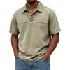 Comercio exterior transfronterizo sitio independiente de Amazon Y2 nueva moda masculina color liso retro manga corta cuello camisero polo para hombre