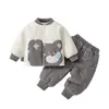 Conjunto de dos piezas para bebé, 120g, acolchado, engrosado, otoño e invierno, chaqueta de algodón, pantalones de algodón, ropa exterior para niños con top de algodón