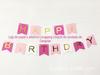 Bandeirola de peixe feliz aniversário em degradê rosa Decoração de guirlanda para festa de aniversário banner de papel