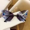Gafas de sol de diamante sin montura con forma de mariposa nuevas 2023 para mujer, moda europea y americana, personalidad, gafas de sol exageradas, baile