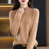 Suéter de Cachemira para Mujer Otoño e Invierno, Suéter Holgado de Cuello Medio Alto de Cachemira, Suéter Base de Lana Versátil, Engrosado