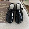 Pantuflas Exteriores Retro Negras Tejidas de Suela Gruesa con Puntera para Mujer 2025 Nuevo Ropa Exterior de Verano con Falda Sandalias Birkenstock