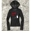 Sudadera con capucha de manga larga a rayas estampadas, estilo europeo y americano, casual, corte ajustado, sudadera con capucha, chaqueta vintage de streetwear