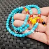 Pulsera de Jade Flor de Durazno Pulsera de Cuentas Redondas Rosa Pulsera de 108 Pulsera Azul Cielo Pulsera de Color Pulsera de Cuentas Redondas Pulsera