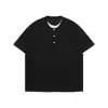 Camiseta Unisex de Estilo Americano, Diseño de Nicho, Cuello Henley Cleanfit de Manga Corta para Hombre, Camiseta Holgada Casual Estilo Old Money para Hombre