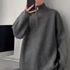 Directo de Fábrica Gama Alta Estilo Perezoso Suéter de Punto Otoño/Invierno Holgado Versátil Abrigo Suéter de Media Cremallera Cuello Alto Hombre