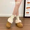 Bota Corta de Plataforma Retro con Cordones Forrada de Piel Birkenstock Botas de Nieve para Mujer Nuevas Otoño Invierno Espesadas Cálidas Zapatos de Algodón Peludo