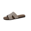 Marca Francesa de Moda Sandalias para Mujer 2024 Nuevas Chanclas de Cuero Plateado para Verano para Exterior Sandalias de Playa