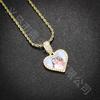 Moda Transfronteriza Cobre con Incrustaciones de Zirconio Nuevo Corazón Colgante de Foto Personalizado Collar de Pareja para Hombre y Mujer Joyería de Foto Conmemorativa