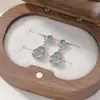 Yiluyin Prata Esterlina S925 Jade Azul Água Ruyi Cabaça Conta Redonda Fortuna e Prosperidade Novo Estilo Chinês Brincos Versáteis