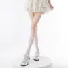 Calcetines de pantorrilla con lazo de encaje dulce japonés Medias de red con cordones estilo Lolita Calcetines holgados estilo ballet JK con cordones y calados