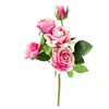 Flor Artificial Rosa de Terciopelo de 5 Cabezas Estilo Francés Ramo de Flores de Seda Ramo de Boda Flor Artificial Decoración del Hogar Adorno Transfronterizo