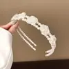 Tiara de cabelo de borda fina, super elegante, estilo doce de dama coreana, popular online, pérola, prática para sair, tiara fina, headbands, grampo de cabelo feminino, acessório de cabelo