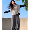 Chaleco de Punto con Cremallera y Capucha Holgado para Mujer Otoño e Invierno 2025 Top Suéter sin Mangas