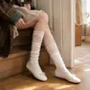 Calcetines de otoño hasta la pantorrilla con ribete de encaje combinados con botas, calcetines blancos Lolita de plataforma, calcetines JK de alta gama serie MIU para mujer
