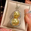2025 Nuevo Collar Colgante de Calabaza con Perla Amarilla Chapado en Oro Imitación Base de Cobre Huabi Jewelry para Mujer 16-14m
