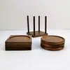 Bandeja de posavasos de madera Posavasos Portavasos Redondo Cuadrado Nogal Negro Haya Posavasos de té Posavasos de madera maciza tallada Tallado