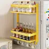 Estante de Almacenamiento Magnético para Refrigerador de Cocina con Portaespecias, Portarrollos de Papel de Cocina y Film Transparente, Gancho Doméstico sin Taladro
